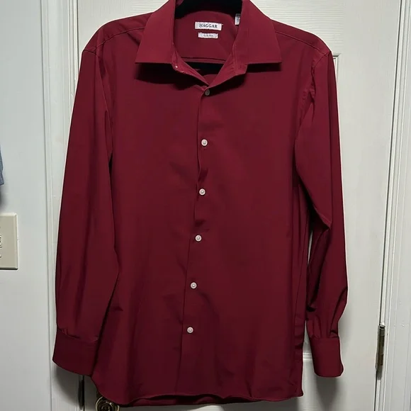 Haggar | Shirts | Dark Red Mens Dress Shirt | Poshmark